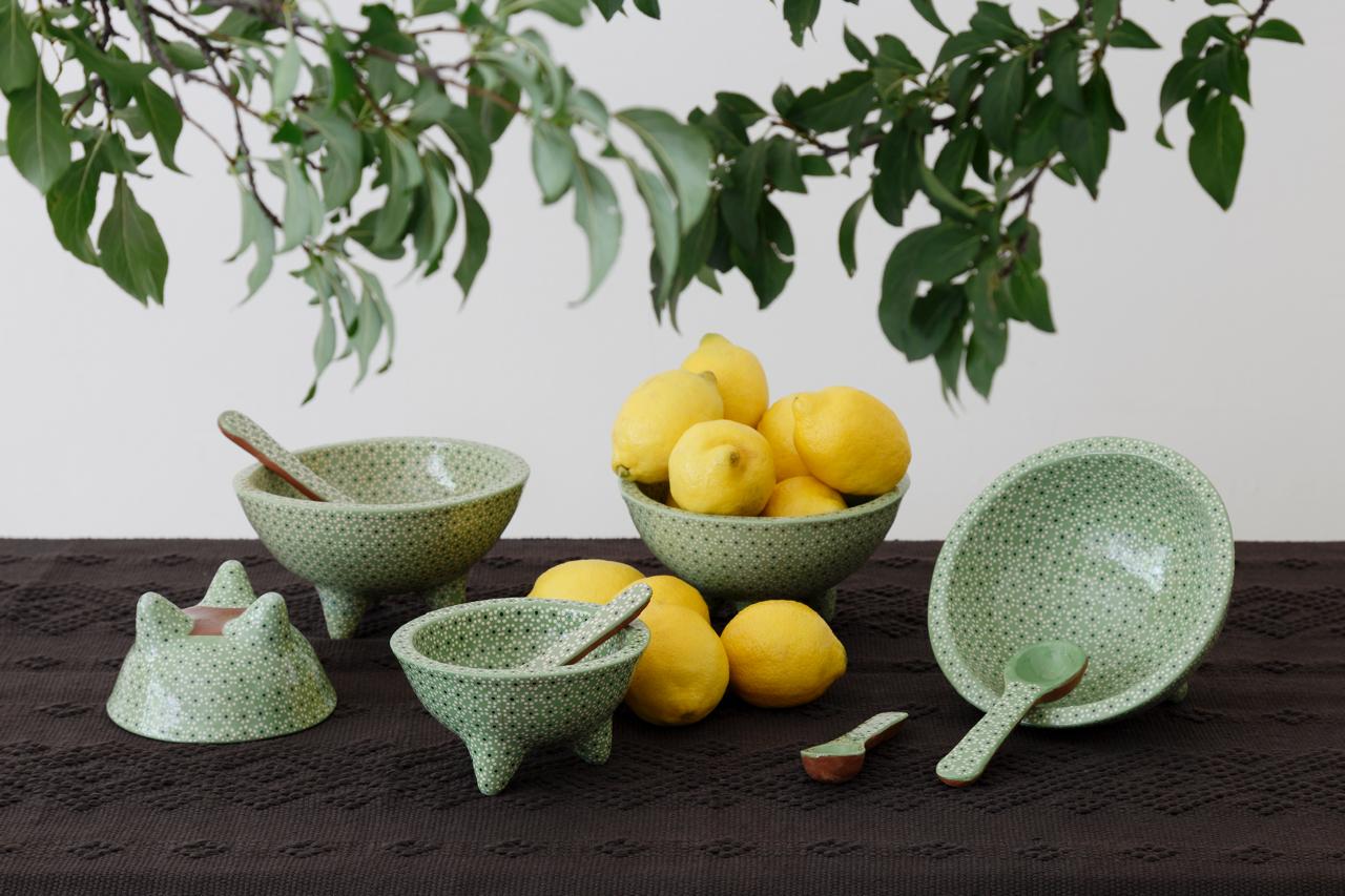 Molcajete Mediano Capuleado Verde Plano