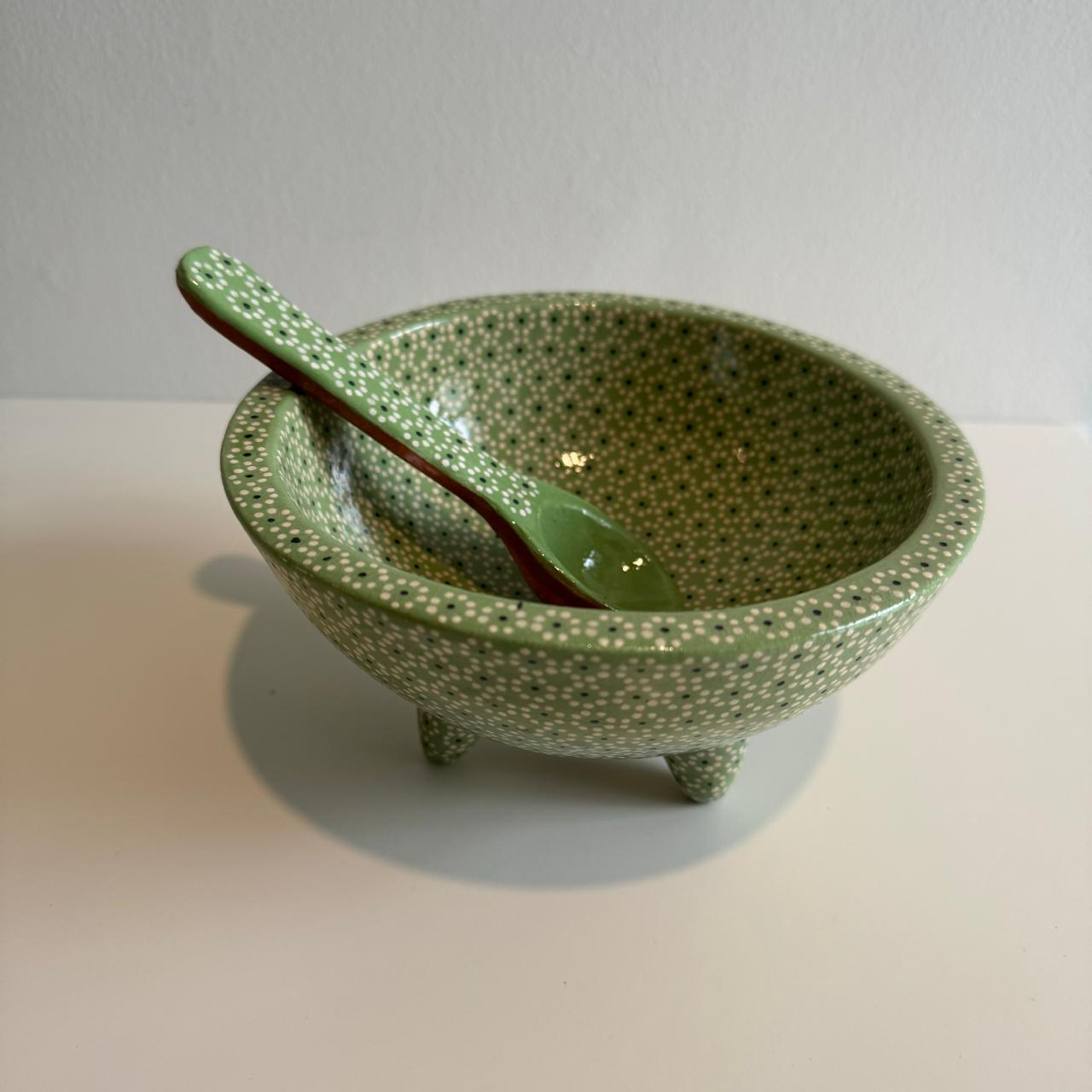 Molcajete Mediano Capuleado Verde Plano