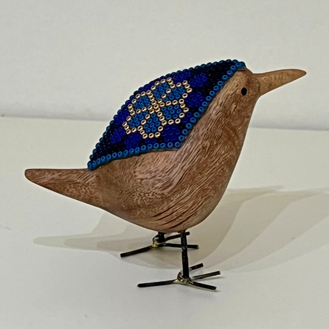 Pájaro mini de Madera con Arte Huichol