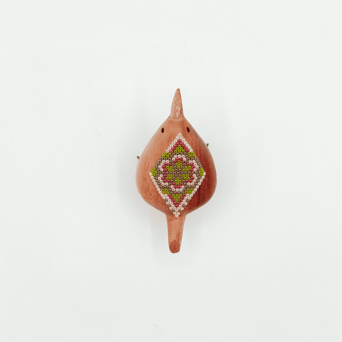 Pájaro Mini de Madera con Arte Huichol