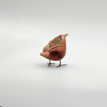 Pájaro Mini de Madera con Arte Huichol
