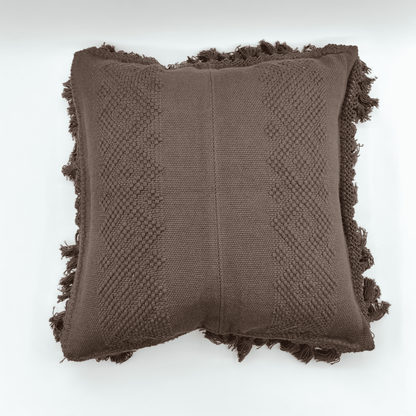 Funda de Cojín en Telar de Cintura color Café  Oscuro
