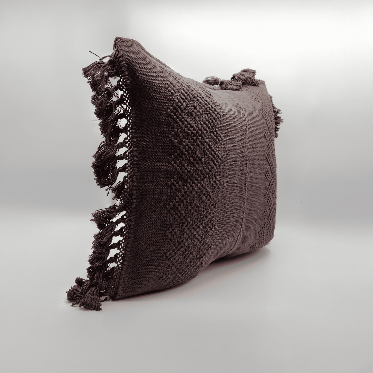 Funda de Cojín en Telar de Cintura color Café  Oscuro