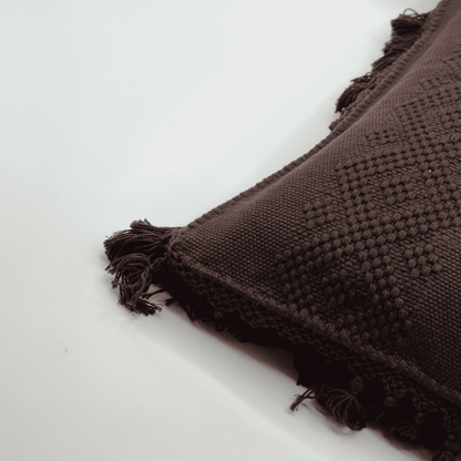 Funda de Cojín en Telar de Cintura color Café  Oscuro