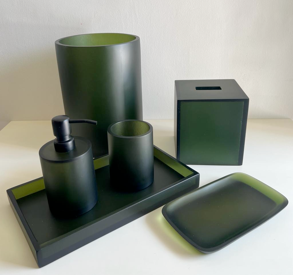 Set De Baño Modelo Verde Botella Samblasteado