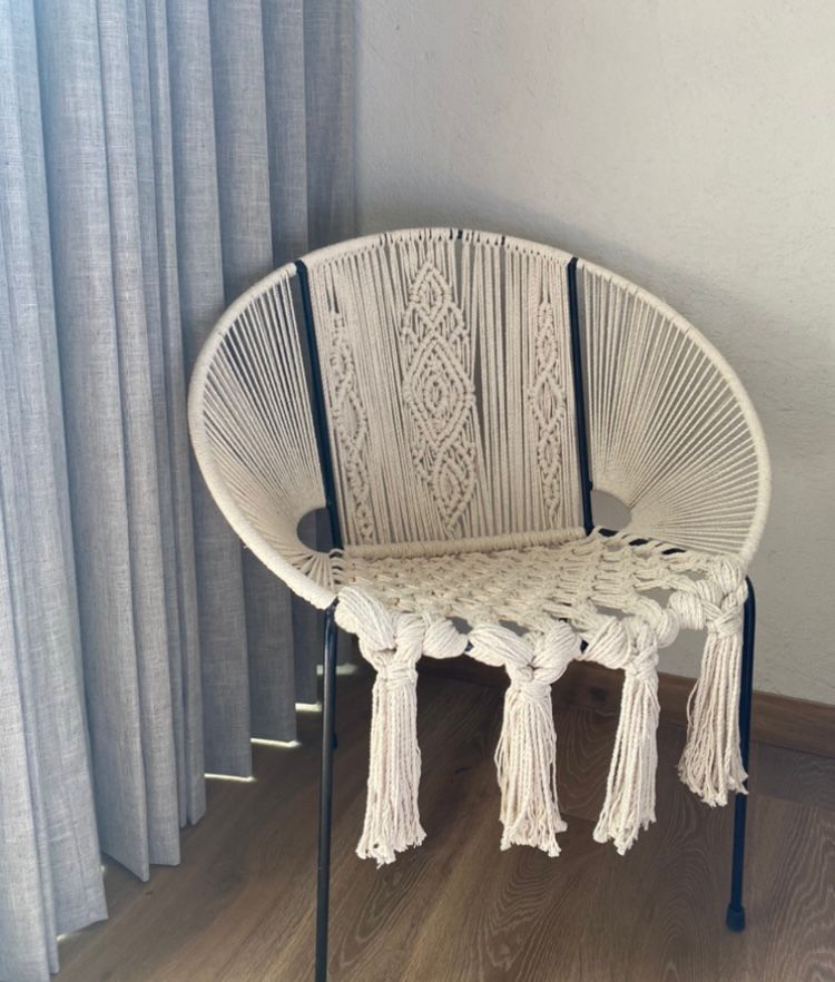 Silla de Macramé color Crudo