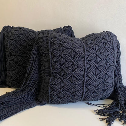 Cojín de Macramé Negro