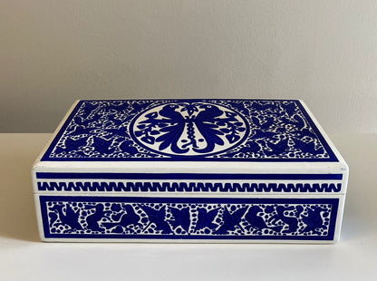 Caja Madera Linaloe Azul/Blanco