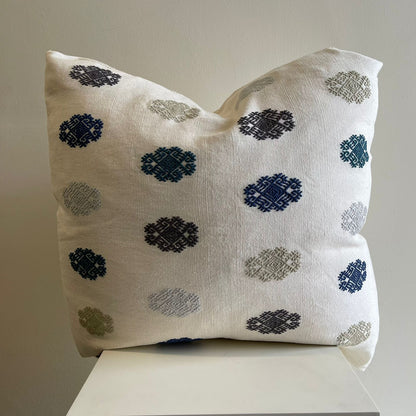 Funda de Cojín Decorativo crudo con azules