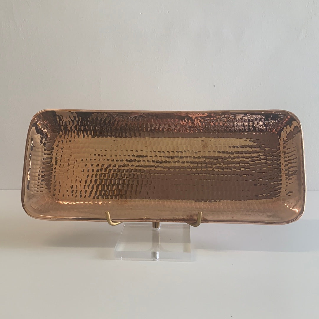 Charola Rectangular Cobre Martelinado Grande